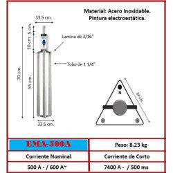 Electrodo EMA-500A | Alta Capacidad 600A | Acero Inox