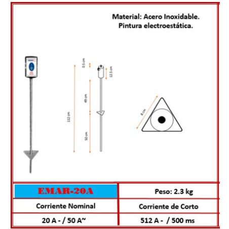 Electrodo de Puesta a Tierra EMAR-20A - Acero Inoxidable